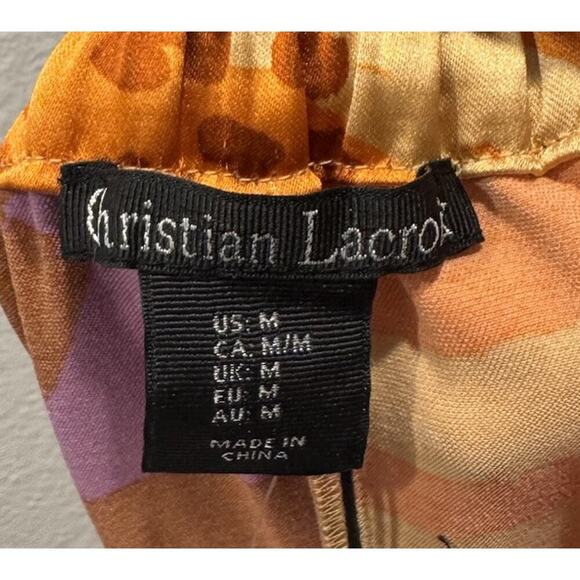 Christian Lacroix Size Medium High Waisted Wide Leg Satin Colorful Pants - Picture 5 of 15